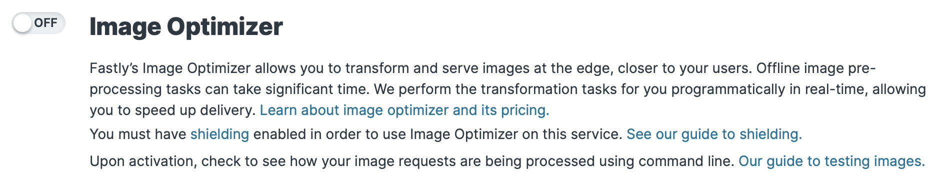 The switch to enable Fastly IO on a specific service