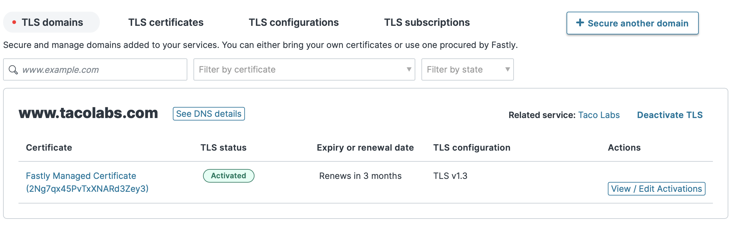 Fastly TLS is enabled