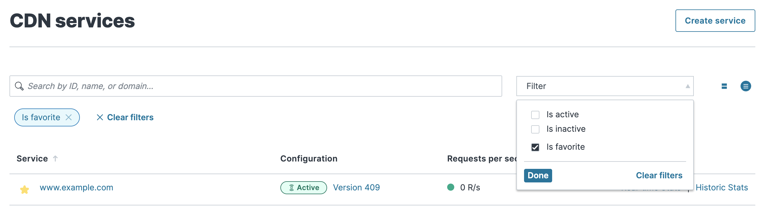 サービスの簡略リスト