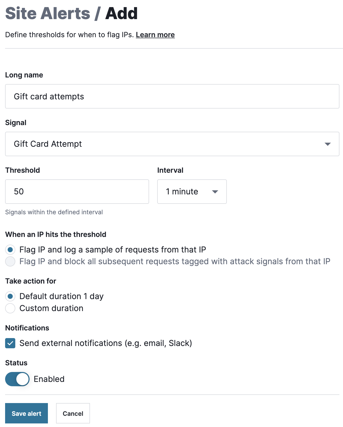 create a site alert